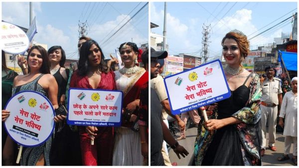 MP विधानसभा चुनाव में 100% मतदान के लिए ट्रांसजेंडरों ने निकाली रैली, हाथों में तख्तियां लेकर की अपील