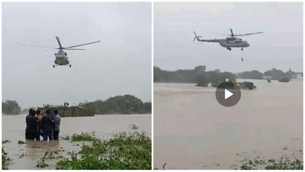 ujjain News: बड़नगर के सेमलिया में NDRF की टीम ने बाढ़ में फंसी गर्भवती महिला का हेलीकॉप्टर से किया रेस्क्यू