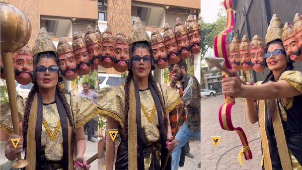 Dusshera 2023: सड़क पर रावण बनकर घूमती नजर आईं राखी सावंत, तीर-धनुष लेकर किया ये काम