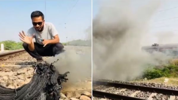 रेलवे ट्रैक पर पटाखे फोड़ता नजर आया यूट्यूबर, वायरल वीडियो ने मचाई सनसनी