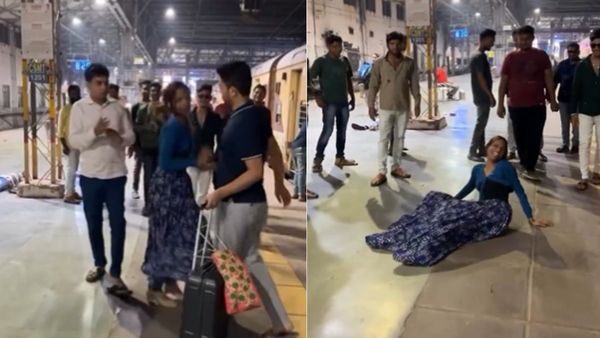 अजनबी लोगों की बाहें थाम लड़की ने प्लेटफॉर्म पर किया अजीबोगरीब डांस, VIDEO देख घूमा लोगों का माथा