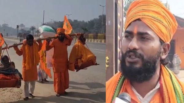 ये हैं कलयुग के श्रवण कुमार! मां-बाप को कंधे पर बैठाकर अयोध्या में रामलला के दर्शन को निकले