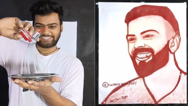 शख्स ने जीभ से बनाई Virat Kohli की पेंटिंग, वायरल वीडियो की तारीफ करते नहीं थक रहे लोग