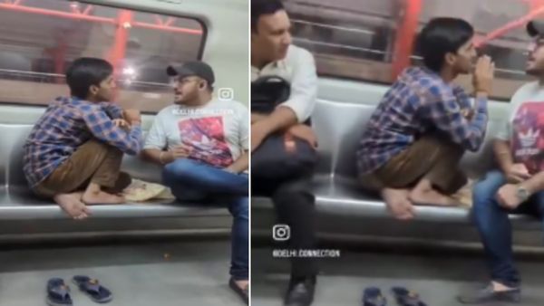 Delhi Metro: इत्मिनान से बैठकर लड़ता दिखा शख्स, मेट्रो में पहले नहीं देखी होगी ऐसी लड़ाई