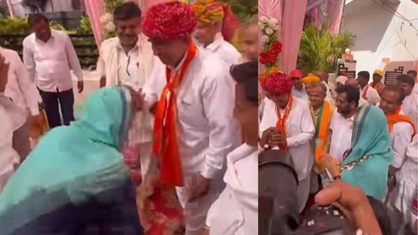 जालोर सीट: कांग्रेस के वैभव गहलोत की पत्‍नी हिमांशी ने BJP प्रत्‍याशी के पैर छूकर लिया जीत का आशीर्वाद