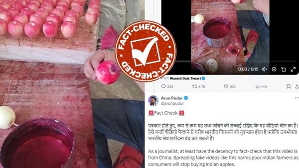 Fact Check: सोशल मीडिया पर वायरल हो रहा सेबों को रंगने का वीडियो, क्या है इसकी सच्चाई?