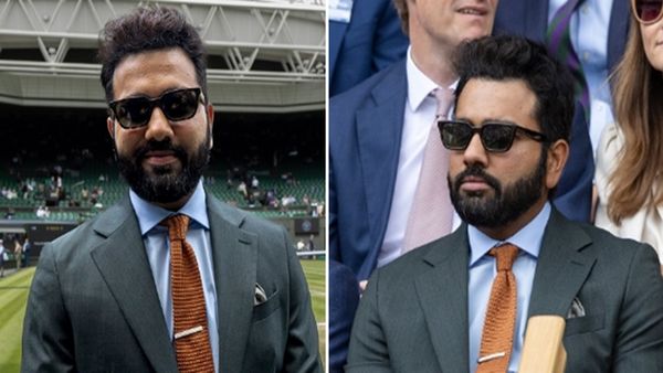 Wimbledon देखने स्टाइलिश लुक में पहुंचे रोहित शर्मा, अनंत-राधिका की शादी छोड़ लिया टेनिस का मजा