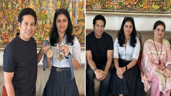सचिन तेंदुलकर ने पूरी की मनु भाकर की ये बड़ी ख्वाहिश, दो मेडल लेकर क्रिकेट के भगवान के साथ आईं नजर