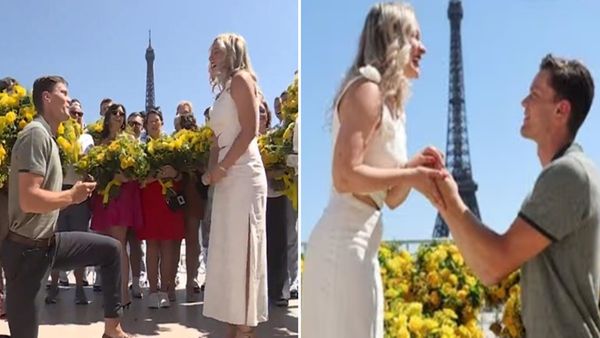 ओलंपिक गोल्ड जीतने के बाद 2,738 गुलाब देकर गर्लफ्रेंड को किया प्रपोज, Eiffel Tower के सामने इजहार-ए-मोहब्बत