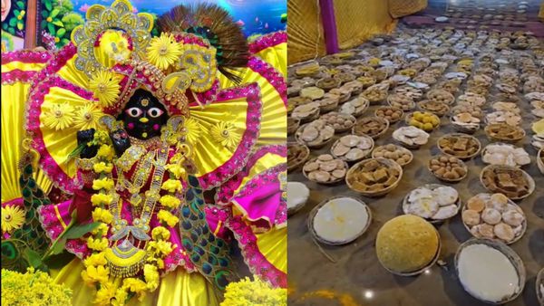 मथुरा में भगवान गिरिराज को चढ़ाया गया 21 हजार किलो व्यंजनों का छप्पन भोग, जुटे 100,000 से अधिक भक्त