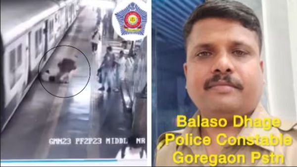 Video: ड्यूटी से घर लौट रहा कांस्टेबल बना 'देवदूत', ट्रेन के नीचे आते हुए यात्री की बचाई जान