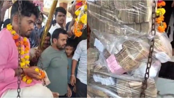 मन्नत पूरी हुई तो 83 KG के बेटे को नोटों की गड्डियों से तौला, मंदिर में दान किया एक-एक पैसा