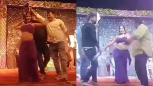 Video: दशहरा उत्सव में 'टिप-टिप बरसा पानी', डांसर की अदाओं पर बहके नेताजी; कॉन्स्टेबल उड़ेला पानी