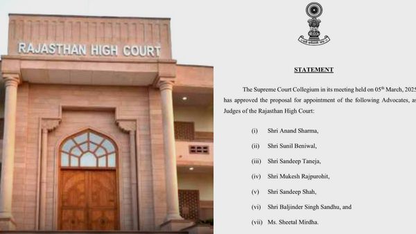 Rajasthan High Court को जल्द मिल सकते हैं ये सात नए जज, सुप्रीम कोर्ट कॉलेजियम ने की सिफारिश