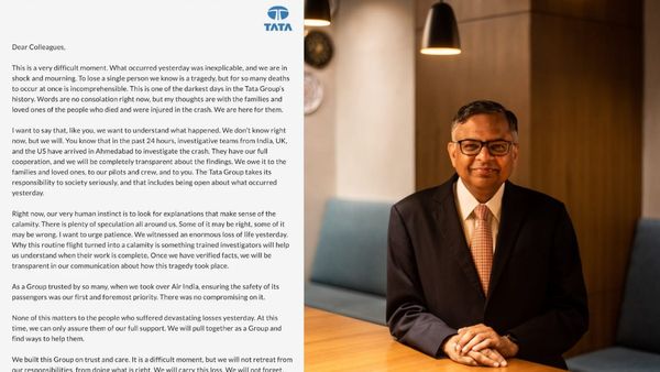 Air India plane crash: '12 जून टाटा ग्रुप के इतिहास का सबसे काला दिन' टाटा चेयरमैन का भावुक पत्र