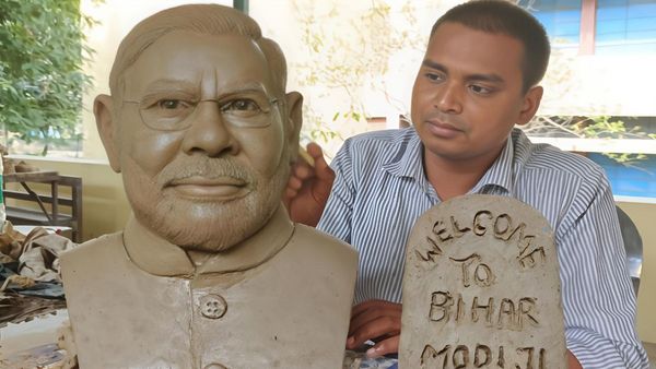 PM Modi Bihar Visit: 10 घंटे का तप, 1 फुट की प्रतिमा, पीएम मोदी के स्वागत में मधुरेंद्र ने बनाई अनोखी कलाकृति