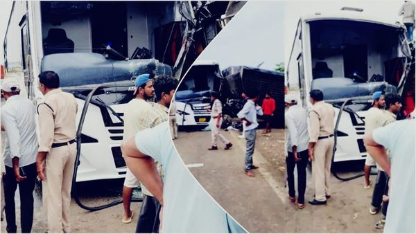 भोपाल-इंदौर हाईवे पर चार्टर्ड बस पलटी: आष्टा के पास अरनिया गाजी जोड़ पर दो बसों की टक्कर, कई यात्री घायल
