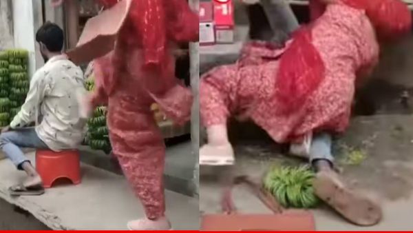Viral Video: पत्‍नी ने पति की बीच बाजार जमकर की कुटाई, नाली में गिरा-गिराकर जमकर पीटा, देखें वीडियो