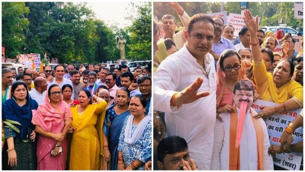 Bhopal MP News: कैलाश विजयवर्गीय के विवादित बयान पर कांग्रेस का उग्र प्रदर्शन, महिलाओं ने बंगले को घेरा