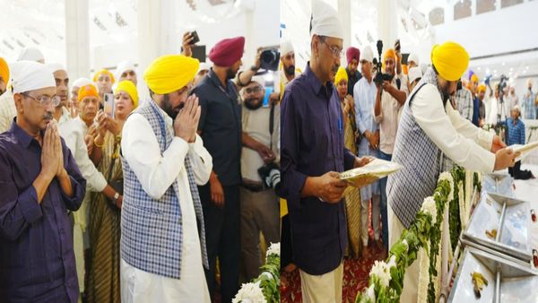 श्री गुरु तेग बहादुर की 350वीं शहीदी वर्षगाँठ पर गुरुद्वारे के कीर्तन में शामिल हुए भगवंत मान और केजरीवाल