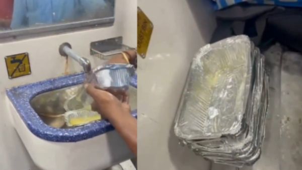 OMG! ट्रेन के डस्टबिन से निकाले डिस्पोजल, धोकर फिर परोस रहे थे खाना, VIDEO वायरल