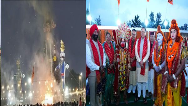 Dehradun news: दशहरे पर परेड ग्राउंड में धू-धू कर जला 121 फीट रावण, CM धामी ने विजयदशमी पर दिया ये संदेश