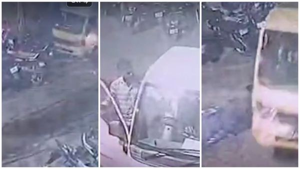 छतरपुर जिला अस्पताल में शराबी ड्राइवर का कहर: स्कूल वैन से दो कारें, 20 मोटरसाइकिलें कुचलीं, मां-बेटी घायल