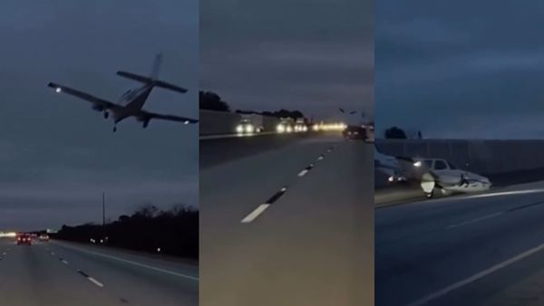 हाईवे पर कार से टकरा गया प्लेन, लगी आग लेकिन बच गया ड्राइवर, देखें हक्के-बक्के कर देने वाला Video