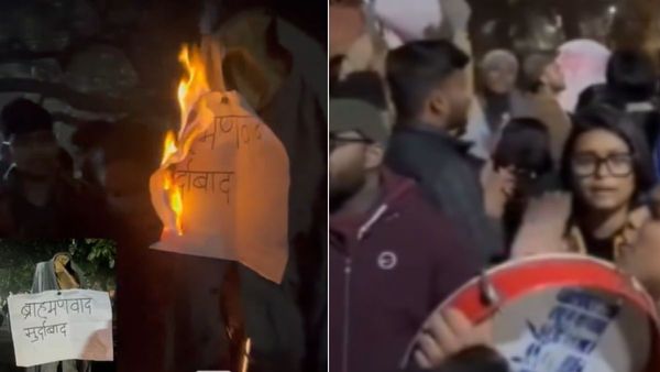JNU कैंपस में फिर गरमाया माहौल, UGC के नए नियमों पर SC की रोक के बाद लगे ब्राह्मण विरोधी नारे-फूंके गए पुतले