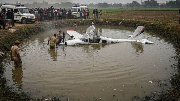 Prayagraj Aircraft Crash Reason: '3 पैराशूट से कूदे- दलदल में फंसे', माघ मेले से 4KM दूर हादसा-पायलट कैसे बचे?