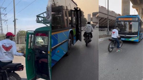 Delhi Viral Video: बाइक पर सवार होकर चलती बसों को रोक रहा ये शख्स, वीडियो देख खौल उठेगा आपका खून