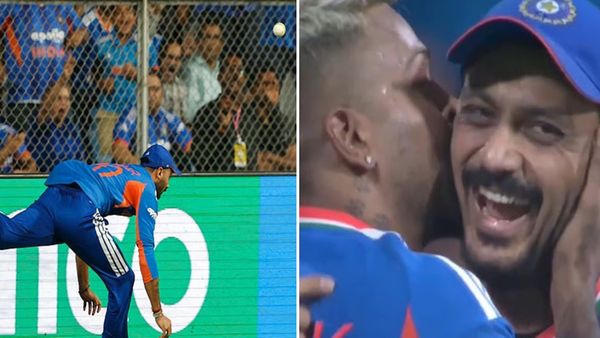 VIDEO: अक्षर पटेल ने 'सुपरमैन' बनकर पकड़ा कैच, हार्दिक ने ले ली पप्पी, देखती रह गईं गर्लफ्रेंड माहिका