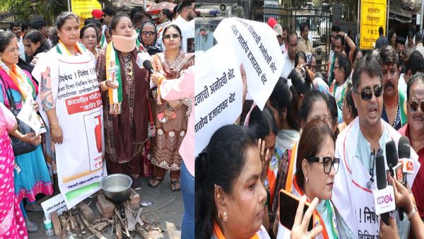 गैस सिलेंडर की बढ़ी कीमत के विरोध में NCP ने किया 'चूल्हा जलाओ' प्रोटेस्ट, नेताओं ने सड़क पर पकाई रोटियां 