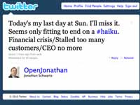 Sun Microsystems' CEO tweets his resignation