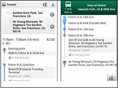 Google Maps for Android gives Transit Navigation
