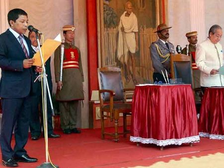 Neiphiu Rio, Mukul Sangma sworn in as CMs