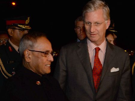 Pics: President Pranab Mukherjee arrives in Brussels
