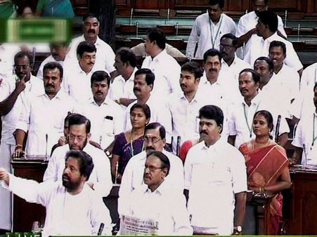 FDI in Railways, Defence: Trinamool Congress protests against Modi govt in Parliament