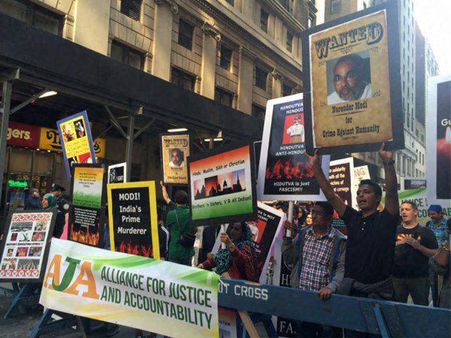 Protest against PM Narendra Modi outside Madison Square