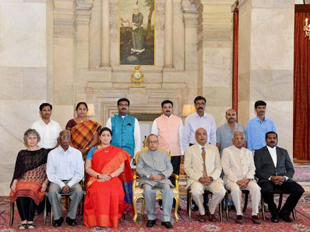 President Pranab Mukherjee gives away Presidential awards for Classical Tamil