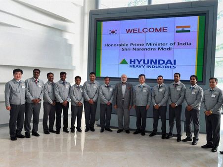 PM Narendra Modi visits Hyundai Heavy Industries shipyard, seeks partnership