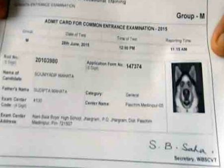 West Bengal: Dog's photo on ITI entrance admit card