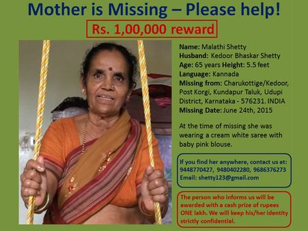 Mother goes missing; techie son launches website, announces cash reward