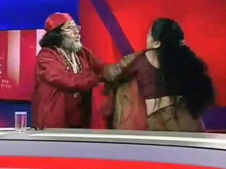 Video: When live TV debate on Radhe Maa turned violent; lady slapped godman