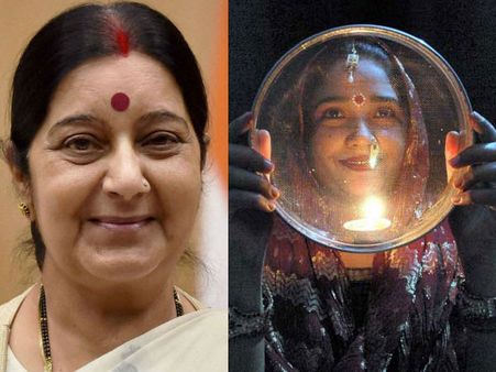 Sushma Swaraj observes Karva Chauth