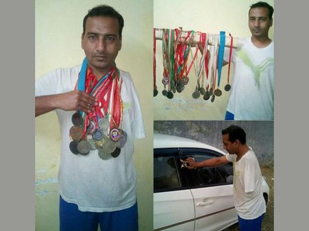 Bharat Kumar, the World Champion para-swimmer, with 50 medals, forced to wash cars!