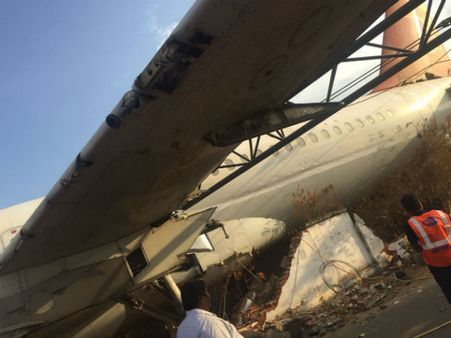 In pics: Defunct Air India airbus fell off crane in Hyderabad