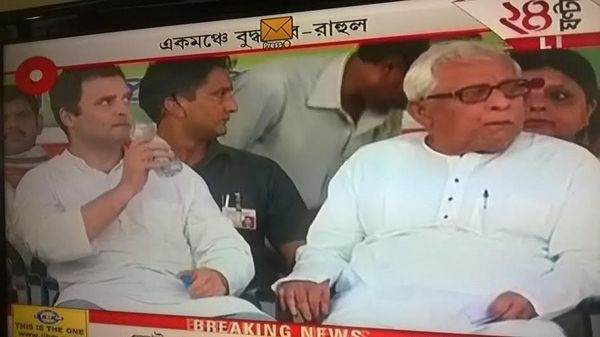 Bengal polls: Rahul Gandhi, Buddhadeb share stage in Kolkata
