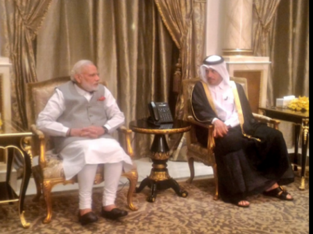 PM Modi meets Qatar PM on 1st day of visit