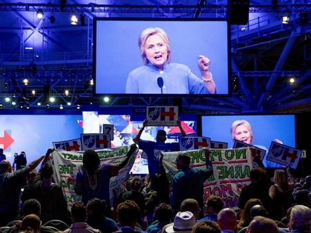 Hillary Clinton accepts historic Democratic presidential candidacy